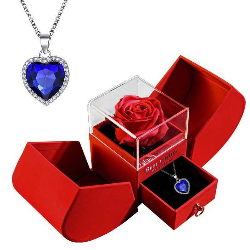 Eternal Rose Apple Gift Box Women Necklace Valentine's Day Wedding Jewelry