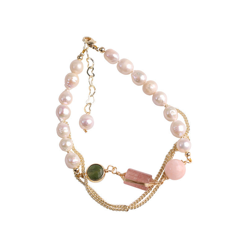 Pearl Strawberry Crystal Bracelet