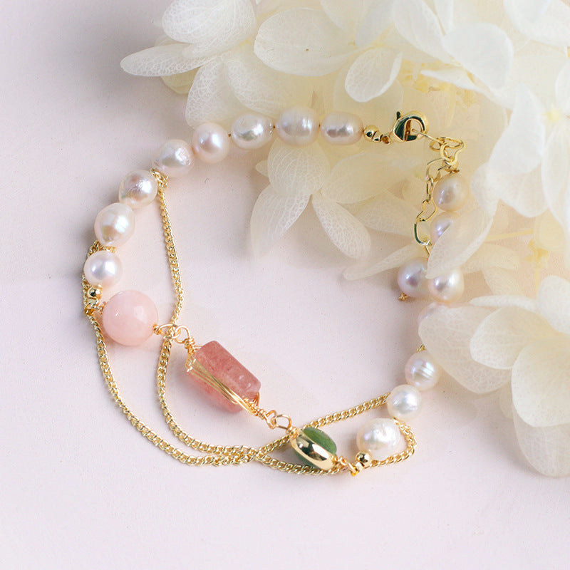 Pearl Strawberry Crystal Bracelet