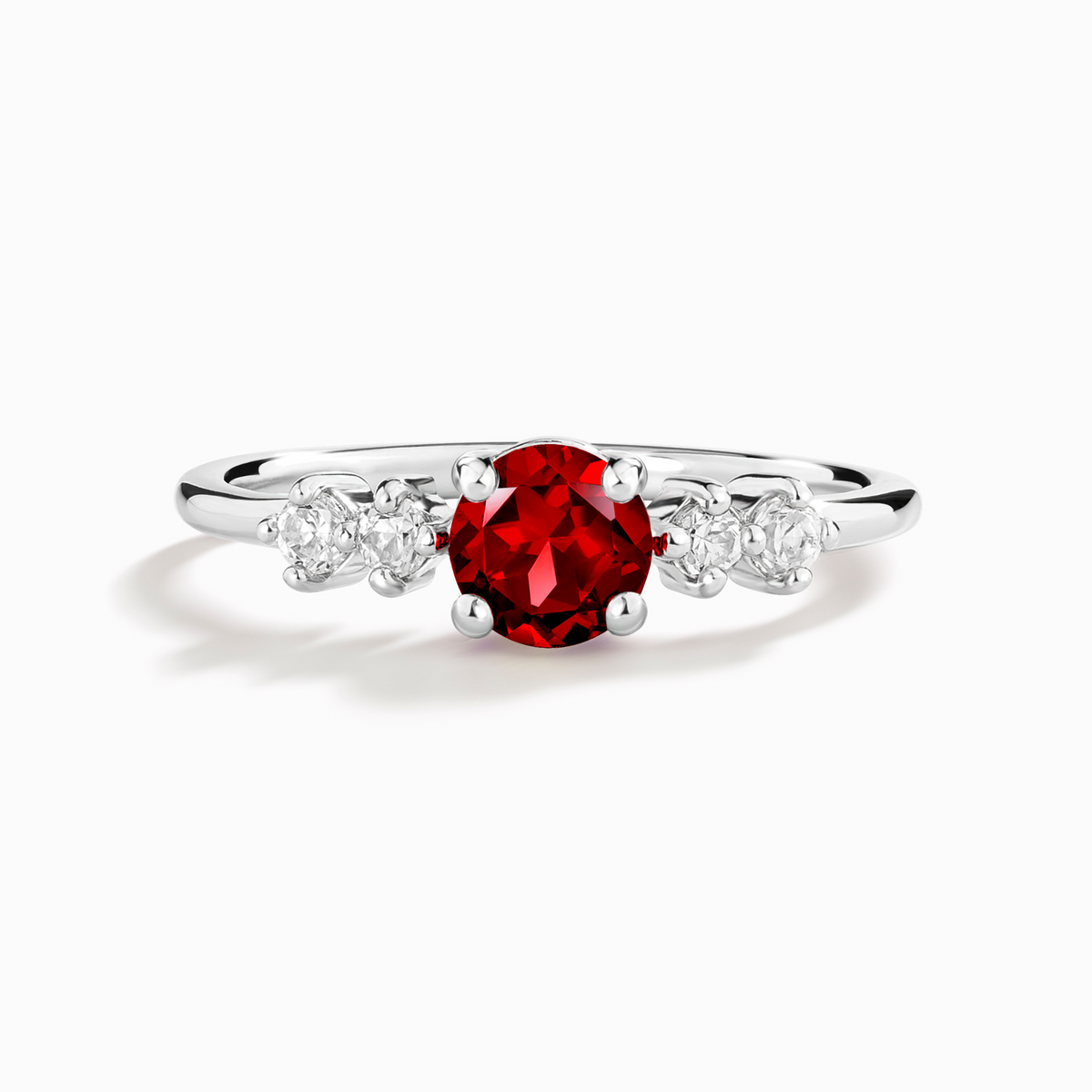 Garnet Five Stone Ring in Sterling Silver