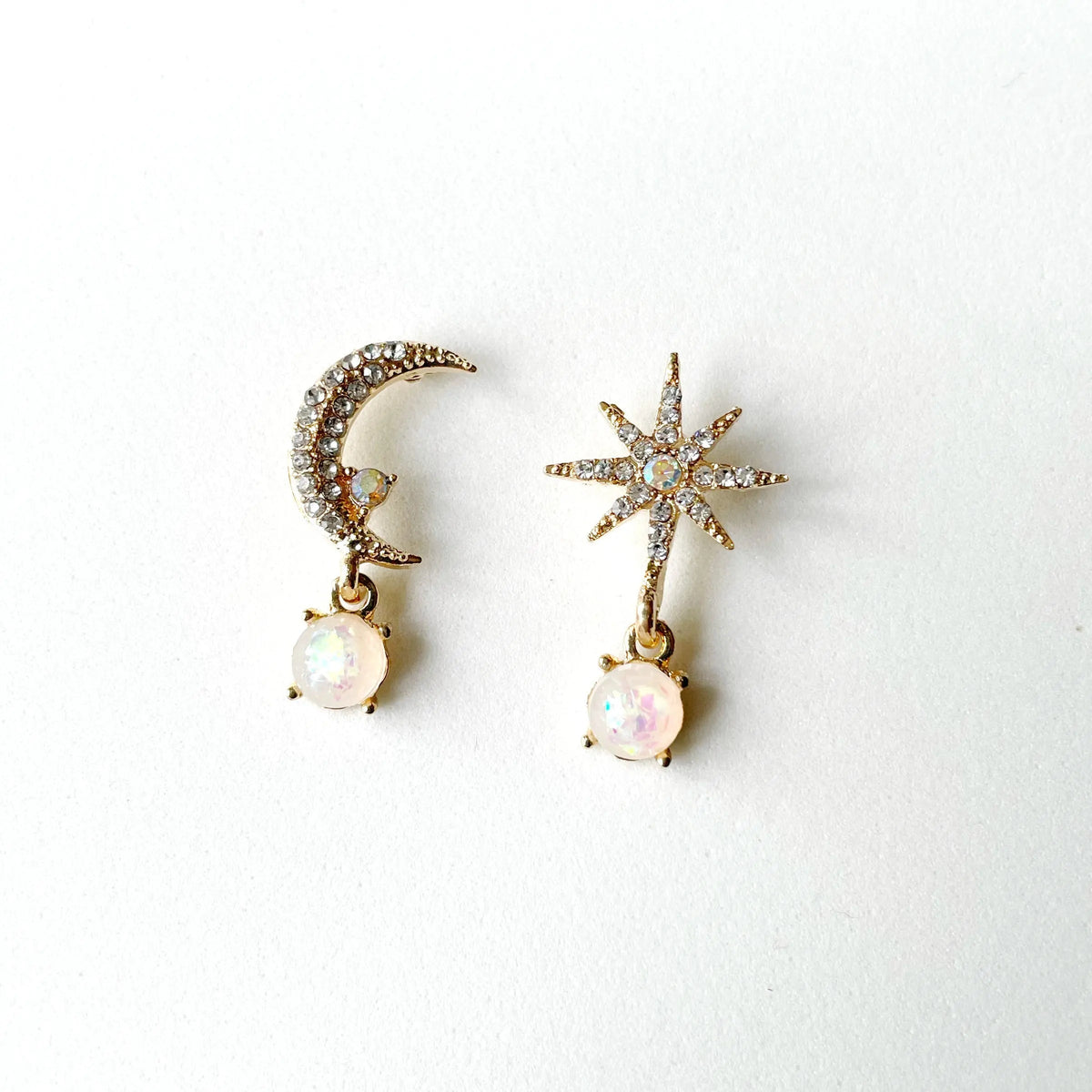 Andromeda Moon and Star Mismatch Earrings
