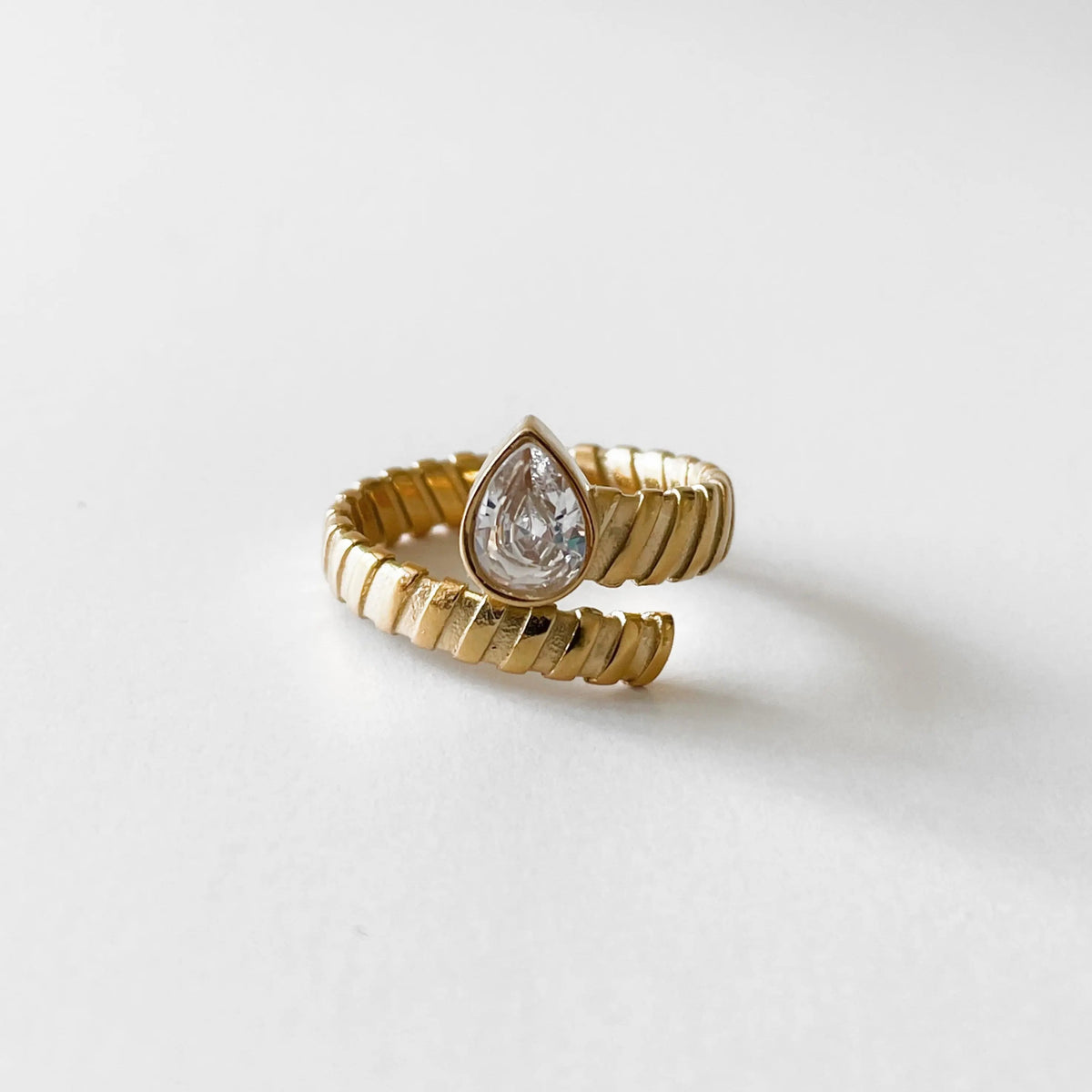 Kali Luxe 18k Gold Plated Clear Wrap Ring