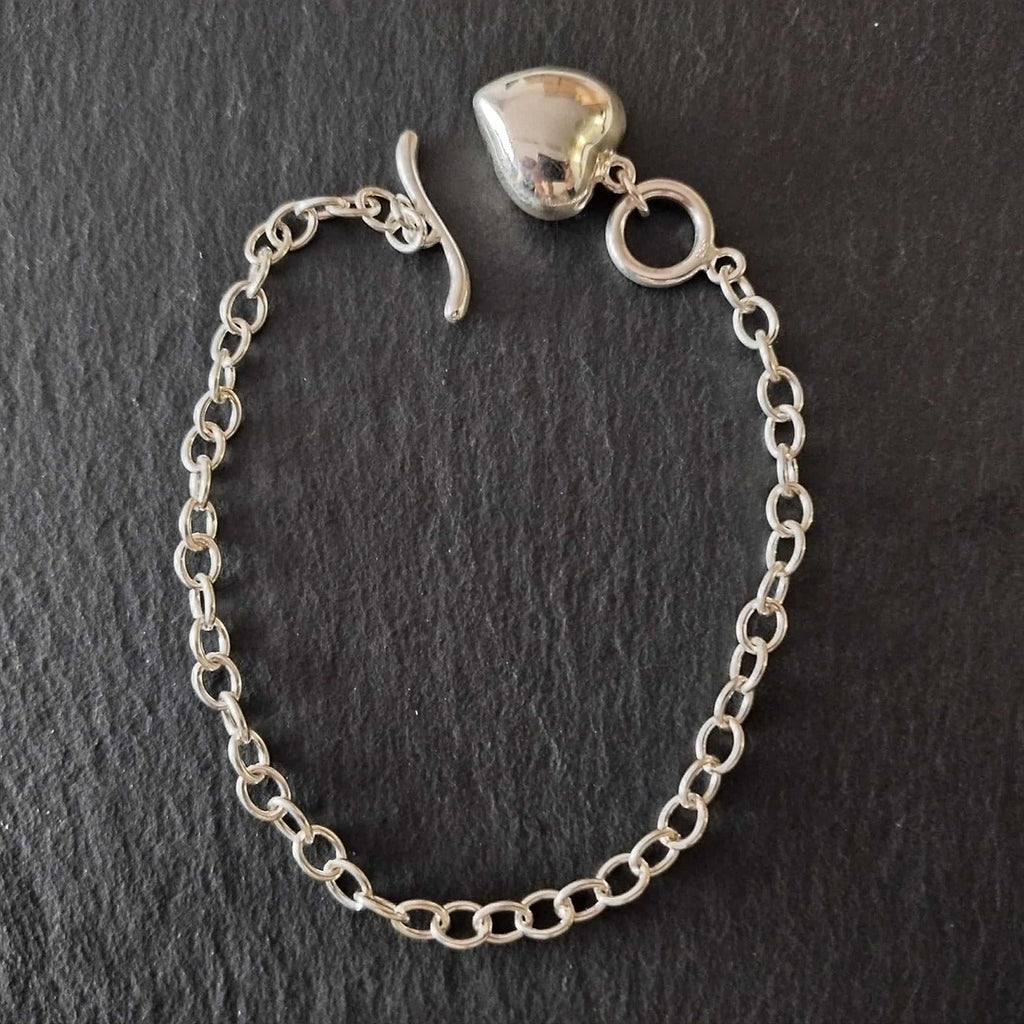 Sterling Silver Chain Bracelet with Heart Charm