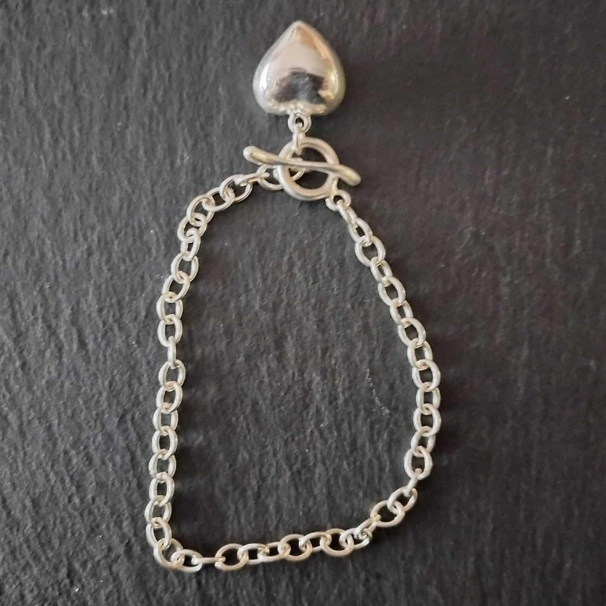 Sterling Silver Chain Bracelet with Heart Charm