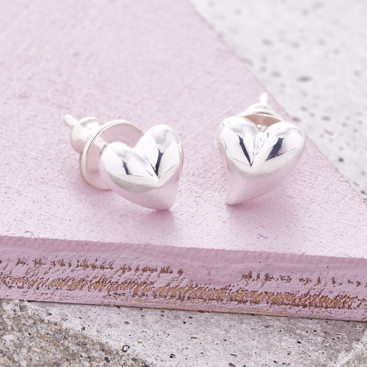 Simply Heart Silver Stud Earrings