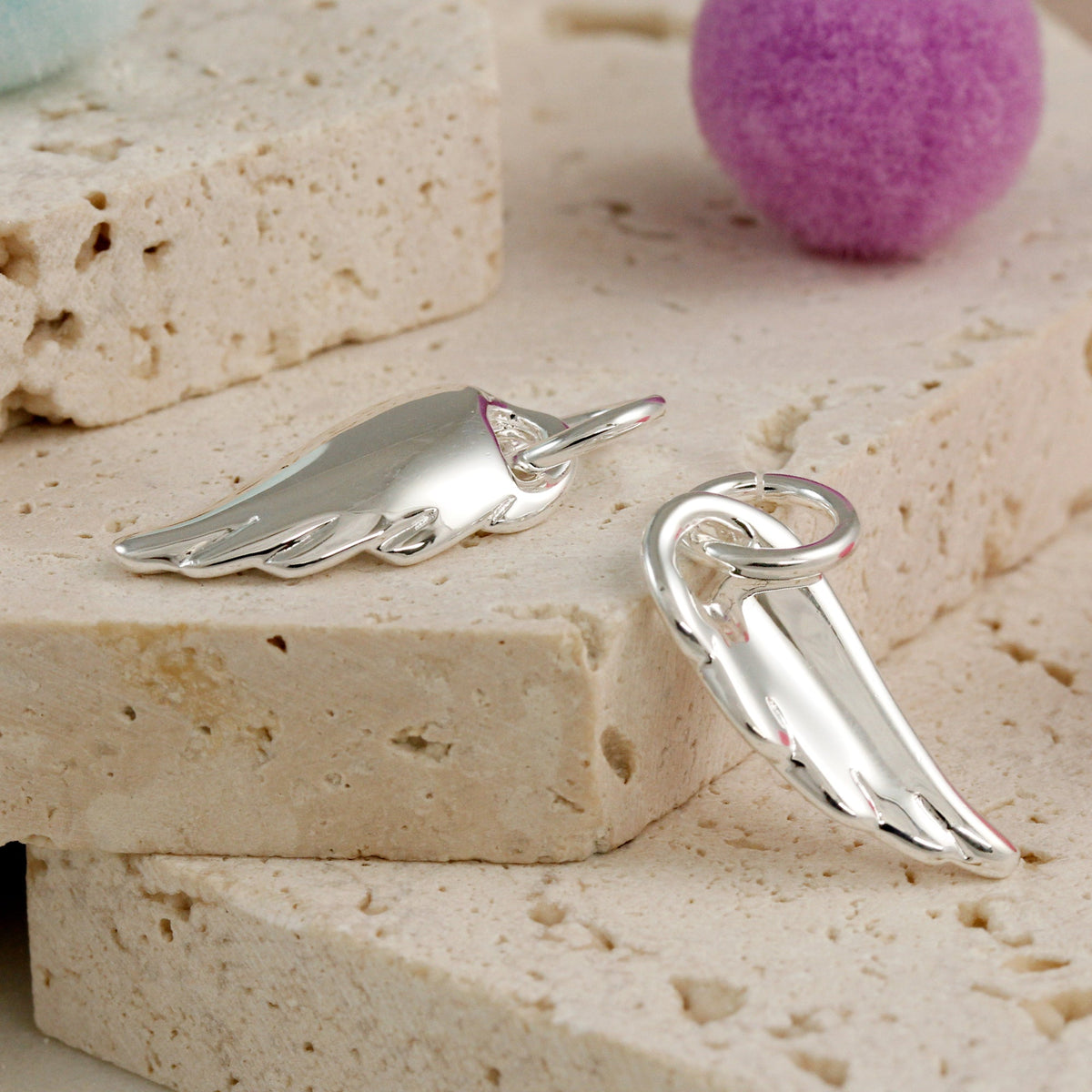 Angel Wing Silver Charm