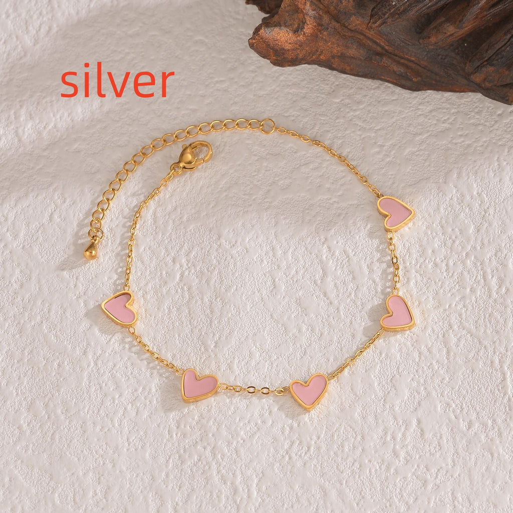 Ins Love Bracelet  Stainless Steel Dripping Heart Bracelet Fashion Valentine's Day Jewelry Gift
