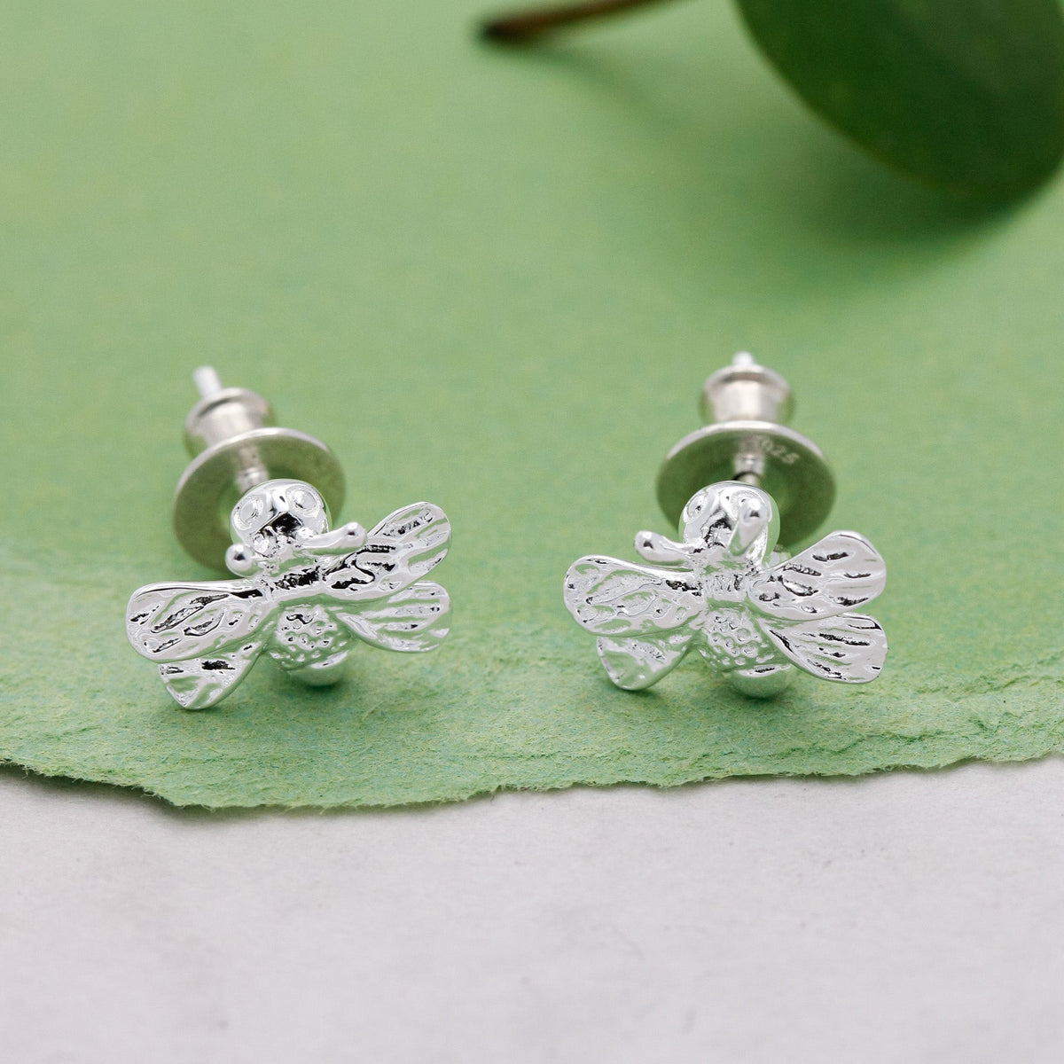 Bumble Bee Silver Stud Earrings