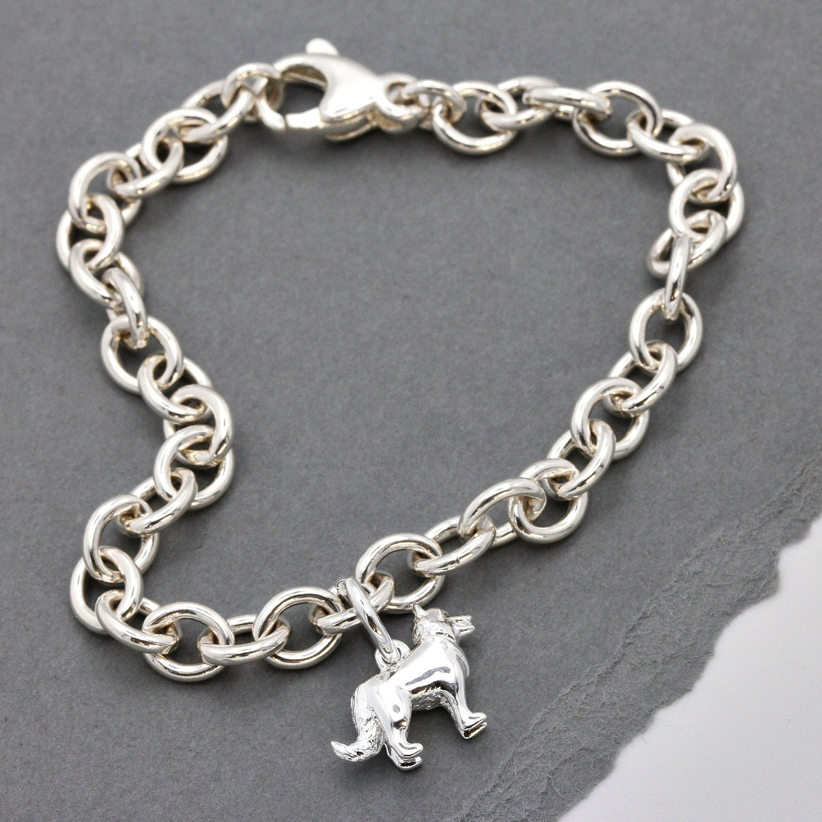 Border Collie Silver Dog Charm