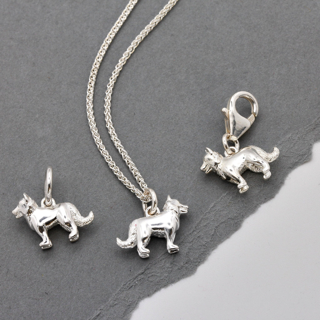 Border Collie Silver Dog Charm