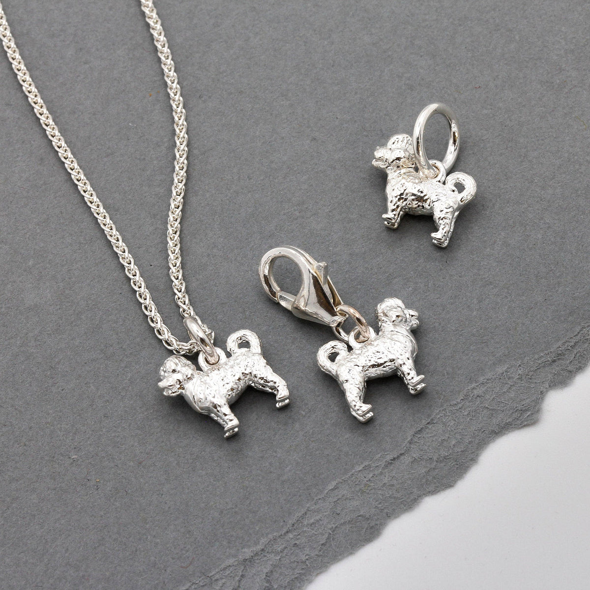 Cavapoo Silver Dog Charm