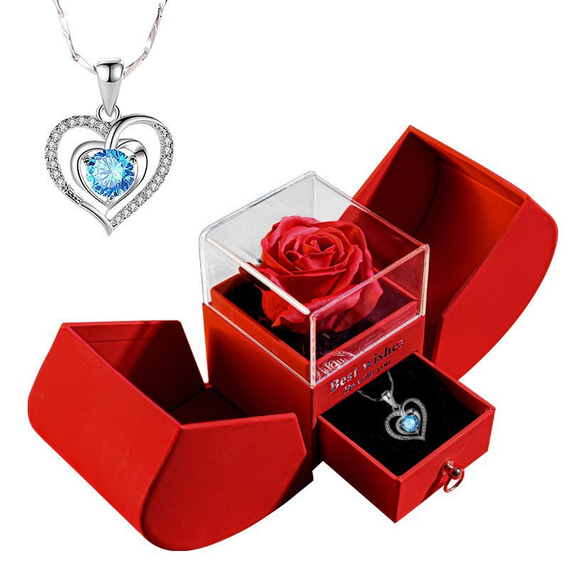 Eternal Rose Apple Gift Box Women Necklace Valentine's Day Wedding Jewelry