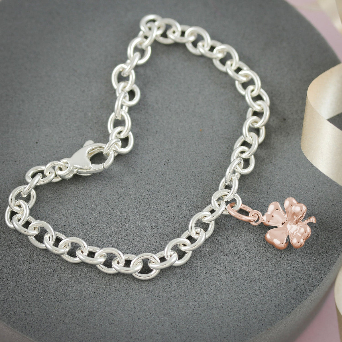Four Leaf Clover Silver Charm
