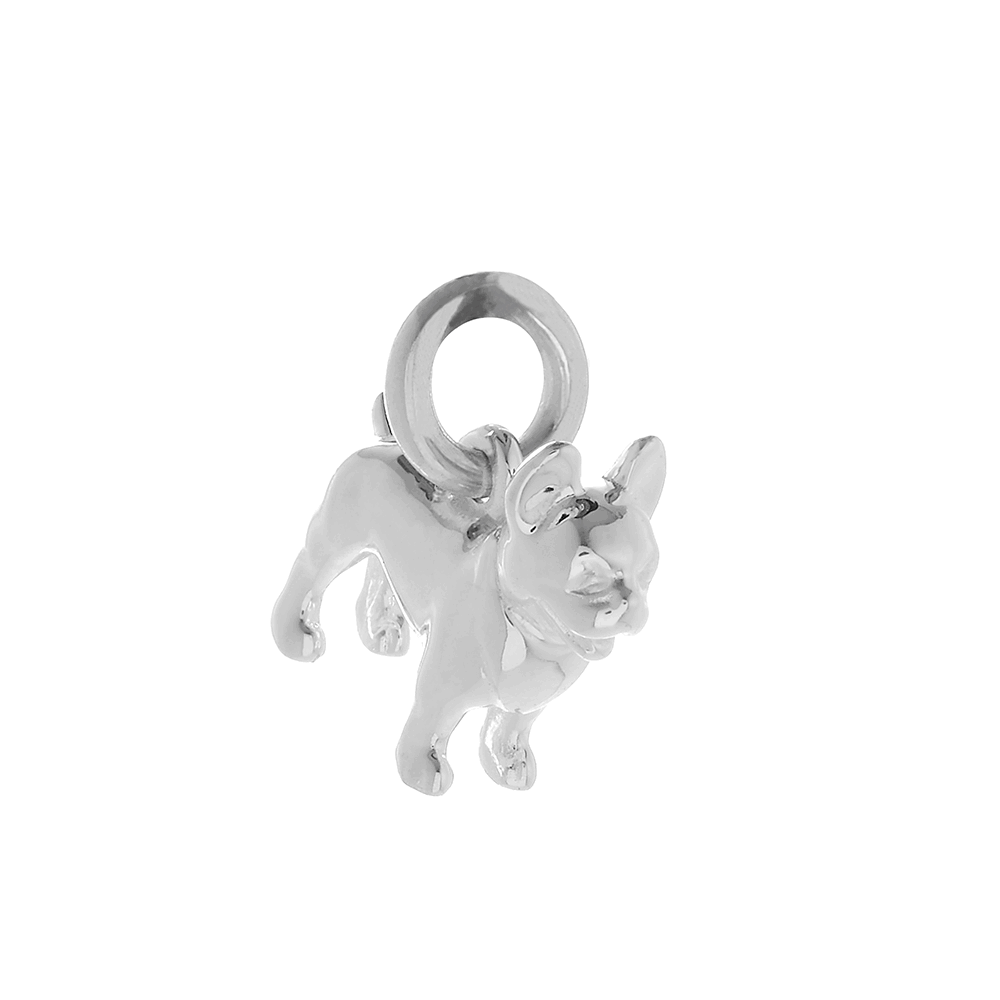 French Bulldog Silver Dog Charm