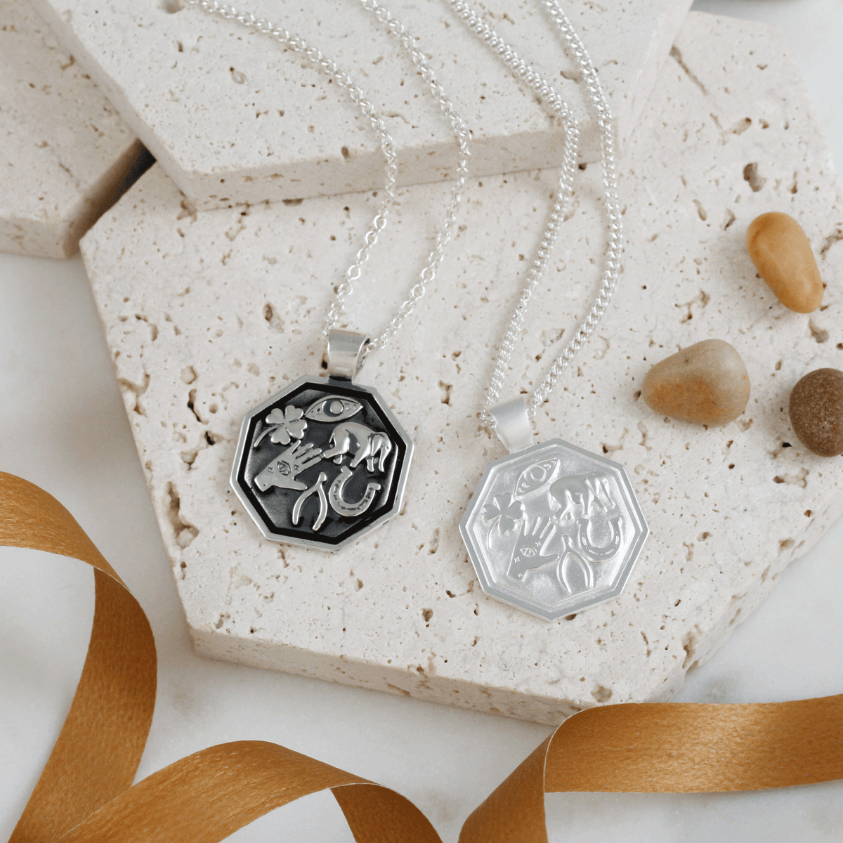 Good Luck Symbols Personalised Silver Necklace