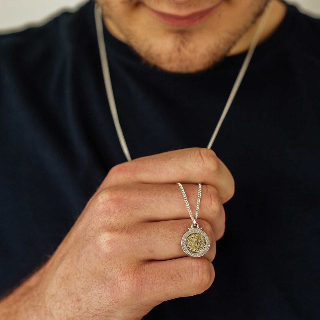 Personalised St Christopher Necklace - Silver & Solid Gold