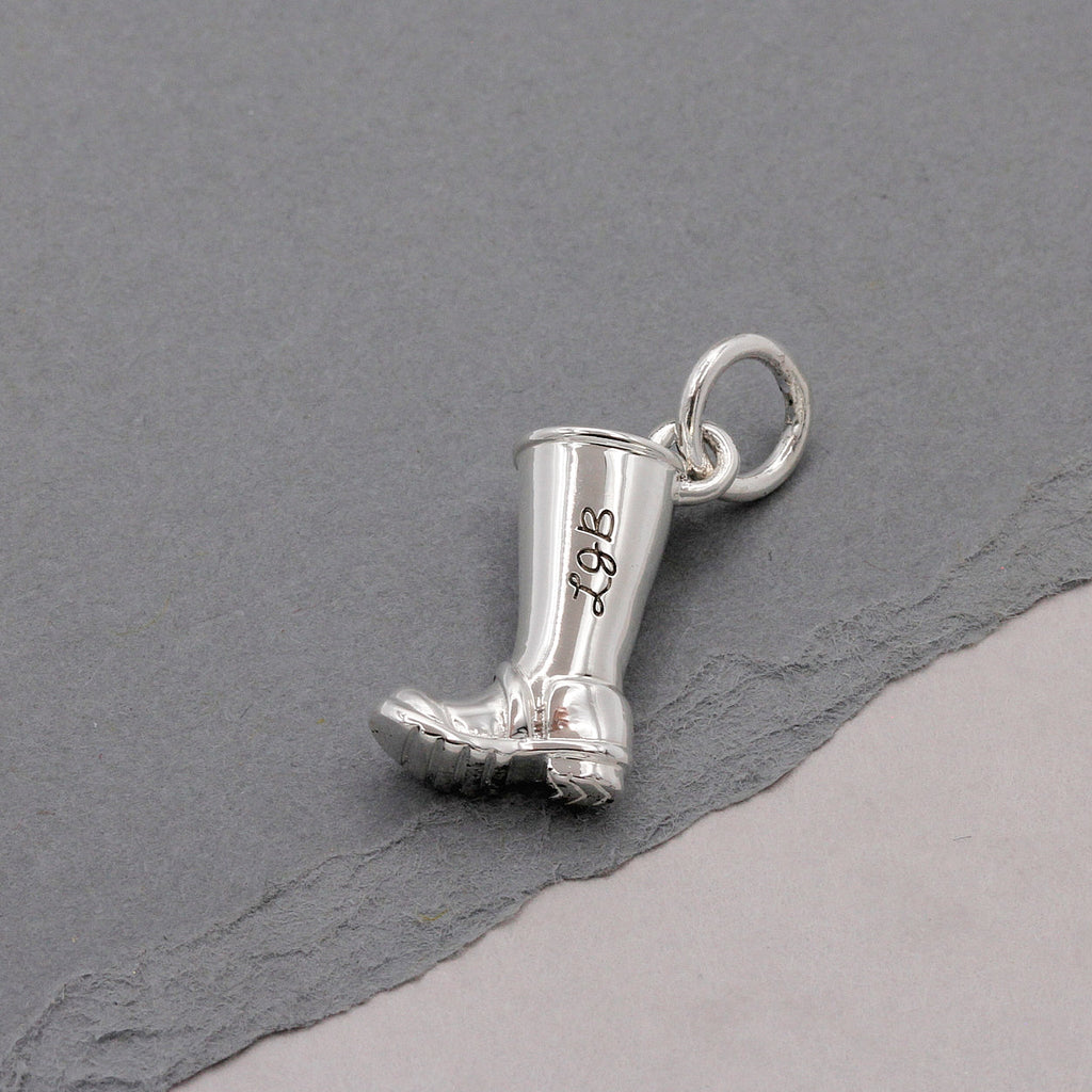 Welly Boot Personalised Silver Charm